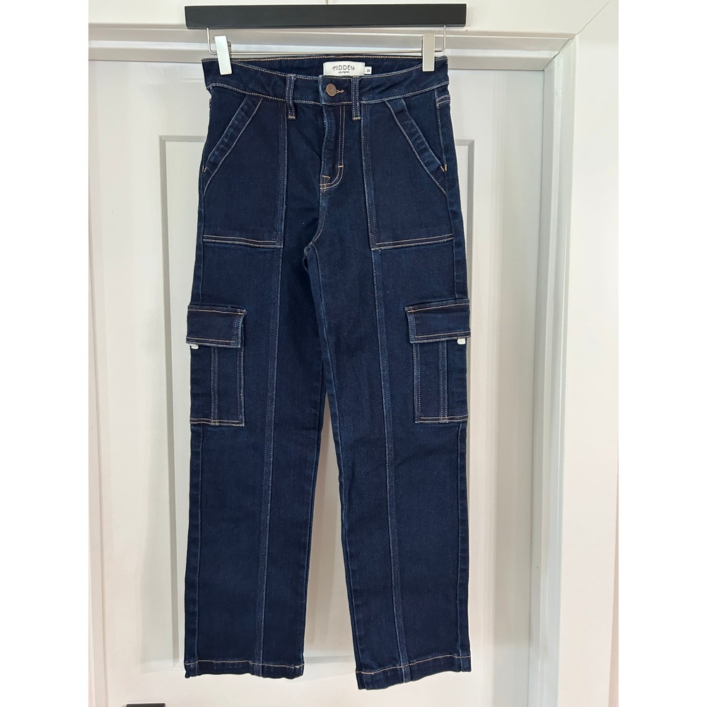 Hidden Jeans Los Angeles Dark‎ Wash Cargo Straight Leg Denim Pants HD1459ST 26